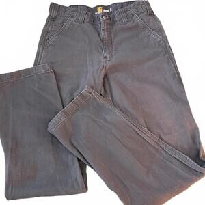 CARHARTT Mens Relaxed Fit 33 x 34 Black Canvas/Cotton Heavyweight Carpenter Pant